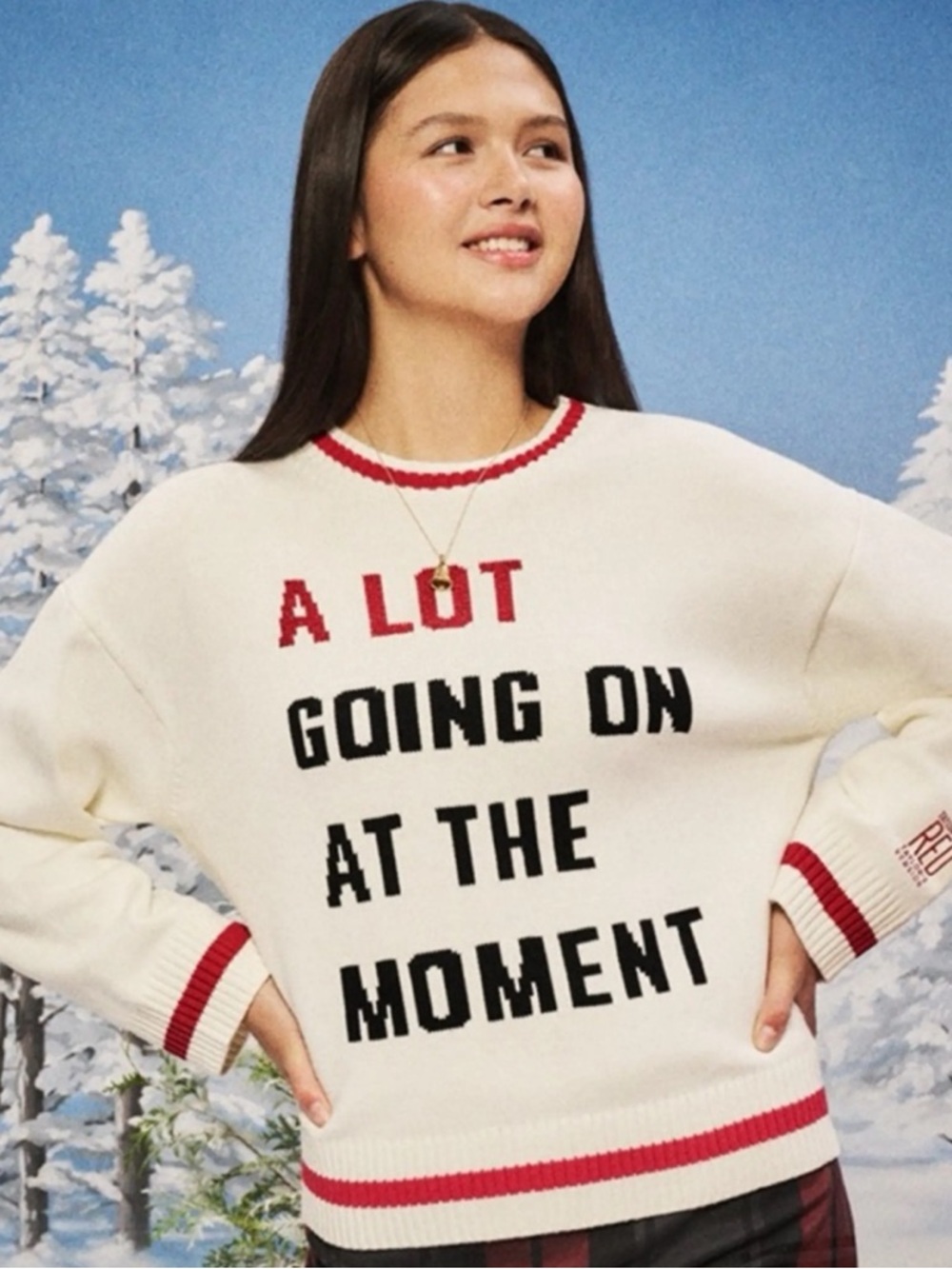 NWOT Taylor Swift - A Lot Going on At the Moment  Cream Graphic Knit Sweater